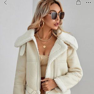 (NEW) SHEIN Faux Leather Lined Moto Jacket